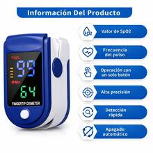 Oxímetro de Pulso Digital Profesional para Dedo, Medidor de Oxígeno en Sangre SpO2 y Ritmo Cardíaco, Pantalla LED, Monitor Portátil de Salud - Azul y blanco - Ver 3