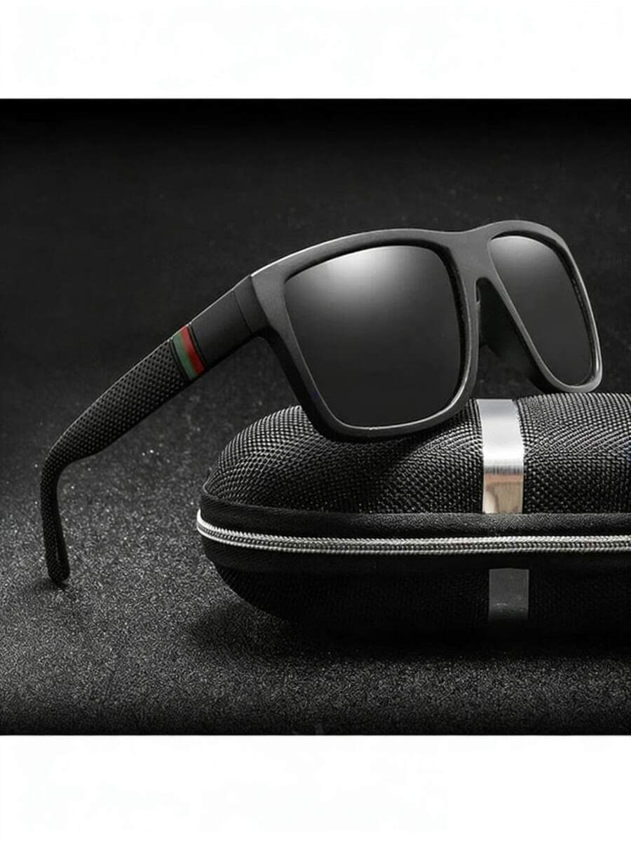 黑色复古大框时尚百搭男士眼镜 - 黑色 - 查看 1