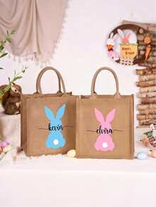 Túi tote Phục Sinh cá nhân hóa với hình thỏ, Giỏ quà Phục Sinh có tên, Quà tặng Phục Sinh, Trò chơi săn trứng Phục Sinh, Bất ngờ Phục Sinh, Quà Phục Sinh - Phong cách 14 - Xem 3