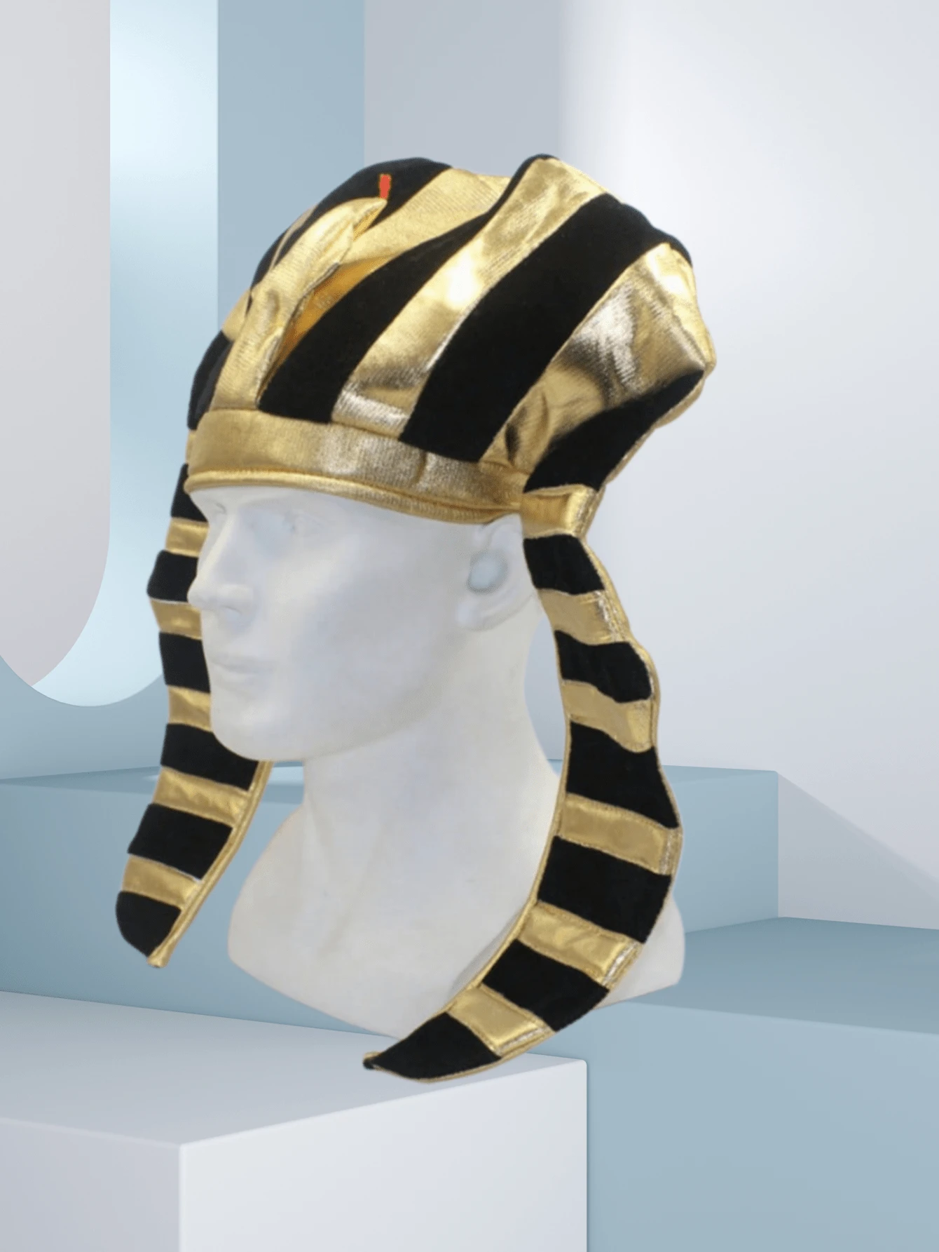 1pc Black & Gold Egyptian Pharaoh Hat With Golden Snake Head Decor, Halloween Party Costume Headpiece, Funny Hat For Photo Shooting, Headwear - Multicolor - View 1