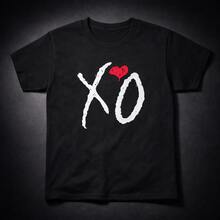 XO  Men's T-Shirt Printed International Pop T-Shirt Modern 100% Premium Cotton Streetwear Casual - 黑色 - 查看 1