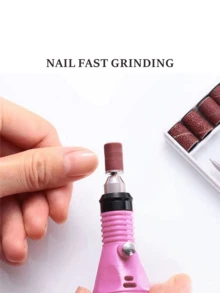 粉色电动指甲磨甲器 - 多功能美甲护理工具，配备多种磨头，USB供电，适合家庭使用和美甲 - 彩色 - 查看 3