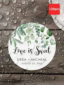 1/30/60/120pcs Customized Round Label Stickers, Personalized Wedding Stickers, Floral Pattern Stickers, Customized Name Stickers, Waterproof Stickers, Perfect For Weddings, Baptism Gifts, Candy Box Sealing, Gift Boxes, Anniversaries, Gift-Ready, Envelope Seals - Multicolor - View 35