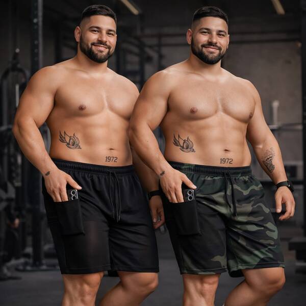 Kit 2 Shorts Dry Masculino 2 em 1 Duplo Plus Size P ao G3 com Compressão para Academia Corrida Esportes