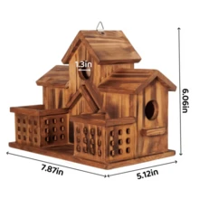 Large Outdoor Birdhouse, Outdoor Aviary With Feeding Station, Handcrafted Natural Hummingbird House, Outdoor Three-Hole Birdhouse, Rooms For Three Types Of Birds, Blue Finch, Red Finch, Suitable For Backyard, Garden, Courtyard, Terrace Decoration - 查看 5