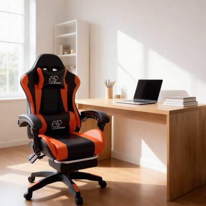 Borealbear One Ergonomic Gaming Chair For Adults And Teenagers, Featuring Lumbar Support, Headrest, And Fixed Armrests, With An Adjustable Footrest And Footstool. Ideal For Home And Office Use, This Modern Gaming Chair Boasts A Comfortable And Durable Construction, High-Quality Padding, And Manual Tilt.