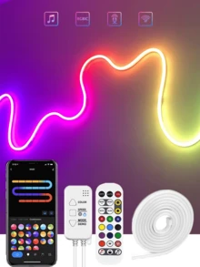 LED Strip Lights Neon Rope Light With Smart APP To Customize RGBIC Dreamcolors. Flexible Neon Light Strips Sync With Music For Bedroom And Party Atmosphere. - View 1