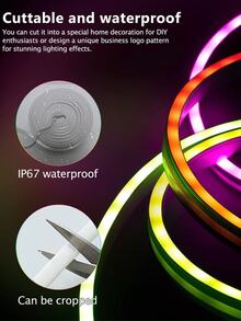 LED Strip Lights Neon Rope Light With Smart APP To Customize RGBIC Dreamcolors. Flexible Neon Light Strips Sync With Music For Bedroom And Party Atmosphere. - View 4