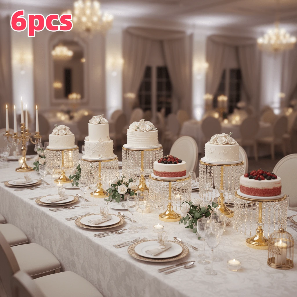 6pcs Gold Cake Stands Metal Cupcake Stand Set ,Candy Fruit Display Dessert Plate Cake Serving Tray For Birthday Party Wedding Anniversary Birthday Party Engagement(8.6in,10.6in,12.6in) - 金的 - 查看 1