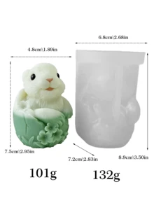 3D复活节主题复活节彩蛋蜡烛模具，浮雕兔子图案硅胶模具，可爱卡通复活节彩蛋DIY蜡烛石膏装饰，柔软耐用无异味蜡烛制作模具，适合家居装饰，复活节 - A - 查看 7