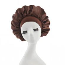 1件装奢华真丝睡帽，缎面发帽，女士宽边高弹缎面睡帽，适合长卷发或辫发，优质真丝材质护发帽，卷发真丝发带。 - 卡其色 - 查看 11
