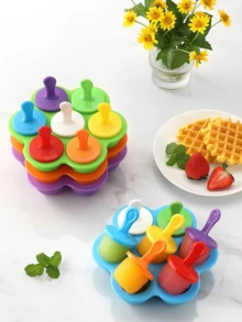1个硅胶七孔冰棒模具，多功能硅胶冰棒模具，冰淇淋模具，DIY儿童自制冰淇淋模具，家用多功能冰淇淋模具，厨房用具，冰棒，水果，冰淇淋，刨冰，冰块，婴儿辅食，布丁，蛋糕，食品，家庭，厨房，家居 - 彩色 - 查看 11
