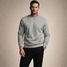 Crew Neck Sweatshirt, Versatile Winter Sweater, Premium Outerwear For Maximum Comfort. - Black - View 6