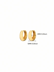 1对小巧厚圆顶耳环，女士18K镀金极简圆形耳环，婚礼首饰 - 金黃色 - 查看 13