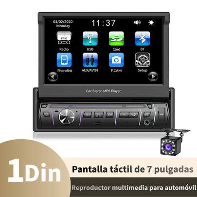 Autoestéreo 1DIN Pantalla Retráctil Táctil 7Pulgadas estereo para carro USB Bluetooth Cámara car audio