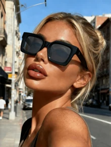 2 Pairs Women's Plastic Large Frame Bohemian Fashion Glasses Set, Suitable For Daily Use, Accessories - Black White Leopard Print - View 2