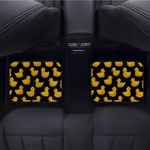 4件套可爱黄色小鸭汽车脚垫 - 黑色底 - 可爱印花 - 适用于轿车/SUV - 汽车内饰装饰 - 彩色 - 查看 3