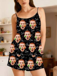 Bộ đồ ngủ nữ có thể tùy chỉnh, bộ áo hai dây in chữ có thể tùy chỉnh với ảnh, bộ đồ ngủ cá nhân hóa, đồ ngủ đôi cho chị em/bạn thân, đồ ngủ nữ, quà tặng cặp đôi, quà tặng đồ ngủ tùy chỉnh, quà tặng vui nhộn, quà tặng kỷ niệm, đồ ngủ đôi, bộ đồ ngủ tùy chỉnh, đồ ngủ ngày Valentine, quà tặng ngày lễ, quà tặng cá nhân hóa thời trang và dễ thương dành cho cô ấy - Nhiều màu - Xem 1