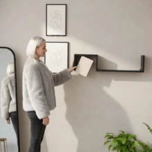 Bộ 2 kệ treo tường bằng gỗ đa năng, giá treo tường chắc chắn, chịu lực tốt, thích hợp để đựng sách, khung ảnh, đồ trang trí và cây cảnh, tiết kiệm không gian cho phòng khách, phòng ngủ, hành lang và văn phòng, hoàn hảo cho trang trí nhà cửa, phong cách La Mã và trang trí phòng ngủ. - màu đen - Xem 3