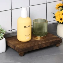 Saboneteira de madeira (1 unidade), estilo rústico, multiuso, ideal para cozinha, banheiro, bancada, mesa, para exibir plantas, velas e vasos. Perfeita para o outono, volta às aulas, casamentos e Dia das Mães. - marrom - Ver 6