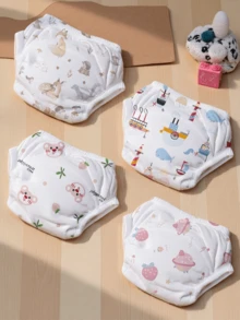 4 buc pantaloni de antrenament pentru bebeluși cu talie elastică înaltă - reutilizabili, pentru toate anotimpurile, culori mixte, accesorii pentru antrenamentul la olită - Multicolor - Vizualizare 1