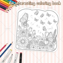 Libro para colorear con patrones asimétricos de mariposas y flores para adultos, libro de dibujo lindo para niños, regalo perfecto para fiestas y cumpleaños - Mariposas y flores - Ver 7