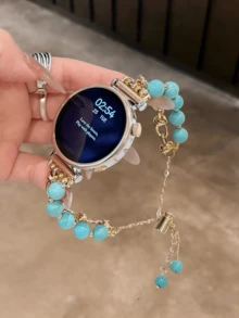 18mm/20mm/22mm 不对称金属表带 - 时尚替换表带，适用于三星 Galaxy Watch 6/5/4（40mm/44mm）、Galaxy Watch 5 Pro、Galaxy Active 2、Watch 6/4、GT4/GT3/GT2 Pro，蝴蝶扣设计，舒适耐用，男女通用 - 綠松石 - 查看 2
