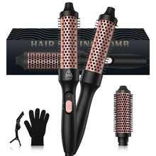 UKLISS 32毫米热风梳，多功能卷发梳，打造蓬松发根和自然卷发的热风梳，双电压设计，旅行理想之选（黑色/粉色） - 美規A型插(110-127V) - 查看 17