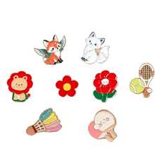 8pcs Cute Cartoon Fox Wings, Little Red Flower, Pineapple, Broccoli Brooch Pins, Vegetable Pins, Personalized Text Pins, Sunlight Pins, Bag Accessories - Multicolor - View 6