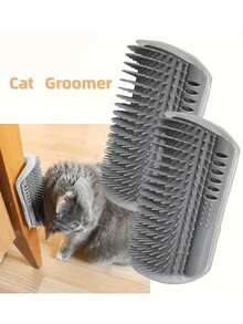 Wall-Mounted Self-Cleaning Cat Grooming Comb | Durable PP Material, Easy-To-Use Adhesive Strip, Convenient Assembly, Space-Saving Design, Ergonomic Pet Grooming Tool Suitable For Kittens And Small Dogs | Lightweight, High-Quality Bristles - Multicolor - View 3
