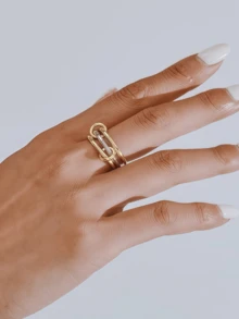 1 chiếc nhẫn xoay may mắn bằng thép không gỉ mạ vàng 18K nhiều lớp dành cho nữ, phong cách Boho, trang sức vàng, trang sức thép không gỉ, nhẫn vàng dày, quà tặng thanh lịch - Nhiều màu - Xem 13