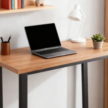 AINPECCA Bar Table Breakfast Counter Table With Effect Top Metal Legs Industrial Style Coffee Kitchen - Oak - View 7