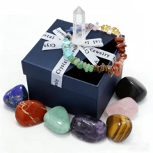 7pcs Wooden Box Set Of 7 Chakra Crystals & Healing Stones, Spiritual Meditation Gemstone Kit, Beginner Witchcraft Supplies, Raw Stone Gift - Multicolor - View 4