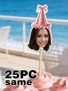 10/25/50/100/150pcs Personalized Face Cupcake Toppers, Birthday Party Decoration, Wedding Photo Party Decoration, Suitable For Donuts, Cakes And Muffins, Acrylic Cake Supplies - Multicolor - View 15
