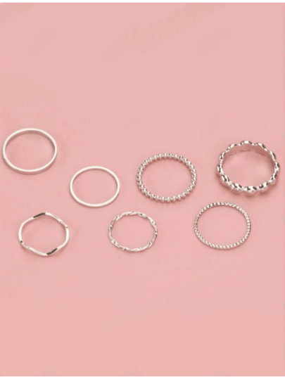 7pcs Ring Set, Fashionable Stackable Midi Rings, Women Knuckle Rings