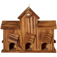 Large Outdoor Birdhouse, Outdoor Aviary With Feeding Station, Handcrafted Natural Hummingbird House, Outdoor Three-Hole Birdhouse, Rooms For Three Types Of Birds, Blue Finch, Red Finch, Suitable For Backyard, Garden, Courtyard, Terrace Decoration - 查看 3