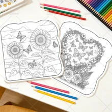 Libro para colorear con patrones asimétricos de mariposas y flores para adultos, libro de dibujo lindo para niños, regalo perfecto para fiestas y cumpleaños - Mariposas y flores - Ver 8