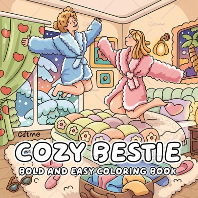 COZY BESTIE COMFY AND CUTE Coloring Book For Adults & Kids, Bold & Easy, Minimalist Large Designs To Help You Relax, Includes Cute Comfortable Patterns (Bold & Easy To Color), Mother's Day Gift, Back To School Supplies