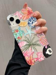 1个气囊海龟、熊、椰子树、花朵个性化简约全包覆TPU防震手机壳，兼容苹果17、16、15、14、13、12、11 Pro Max、Air、Series - 彩色 - 查看 2