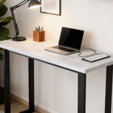 AINPECCA Bar Table Breakfast Counter Table With Effect Top Metal Legs Industrial Style Coffee Kitchen - Grey - View 7