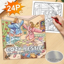 COZY BESTIE COMFY AND CUTE Coloring Book For Adults & Kids, Bold & Easy, Minimalist Large Designs To Help You Relax, Includes Cute Comfortable Patterns (Bold & Easy To Color), Mother's Day Gift, Back To School Supplies - Best Friend - View 3