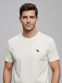 KIT OF 3 ACOSTAMENTO MEN'S COTTON T-SHIRTS, LOBO CASUAL SUMMER FASHION UNISEX SHORT SLEEVE - ĐEN - XANH DƯƠNG - BEIGE - Xem 8