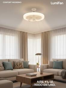 Ceiling Fan With White LED Light And 5 Blades - White - View 8