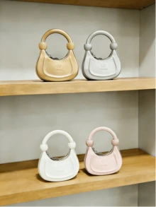 儿童新款新月手提包，时尚迷你包，适合小女孩，可作化妆包、零钱包、个性化精致小包、节日礼物、公主风休闲包，金色、银色、黑色、白色、粉色可选，可爱小包 - 彩色 - 查看 1