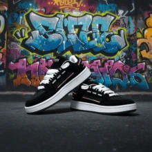 Unisex Reflective All-Black Coil Sneakers, Lightweight And Comfortable. - 黑色/黑色 - 查看 4
