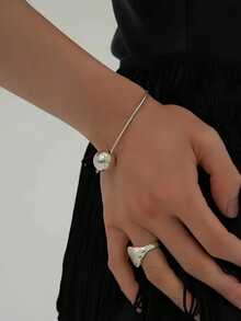 6个装女士简约百搭金银色球形发圈，高弹力发带，适用于丸子头、马尾辫，不伤发。 - 銀色 - 查看 7