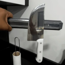 1pc Powerful Magnetic Kitchen Knife Holder Wall Mount, Metal Knife Magnetic Rack, Tool Storage, Stationery Storage, Kitchen Supplies Storage, Suitable For Storing Various Ferrous Items, Gift For Men, Birthday Gift, Valentine's Day Gift - Multicolor - View 6