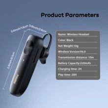 【2026升级版】Remax 超轻无线耳机；智能降噪 & 清晰通话；双耳兼容；蓝牙5.0无线稳定连接，兼容iOS/安卓系统；20小时超长续航；全天稳固佩戴；免提耳机；无线耳塞 - 黑色 - 查看 11