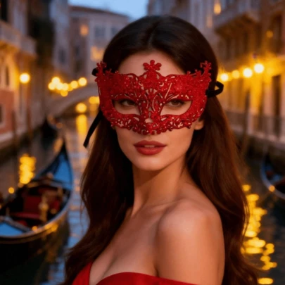 Mặt nạ cáo đỏ, mặt nạ rỗng kiểu Venice lấp lánh, mặt nạ nhựa che nửa mặt, thích hợp cho Ngày Valentine, Halloween, Giáng sinh, các bữa tiệc, cosplay, dạ hội hóa trang và làm đạo cụ chụp ảnh.