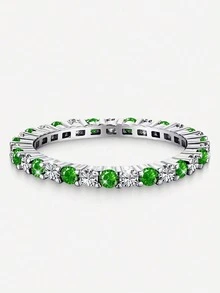 1pc Vintage 925 Sterling Silver Colorful Full Diamond Ring, Minimalist Silver Ring For Women, Exquisite Jewelry, Luxury Brand Gift - Ring - View 39